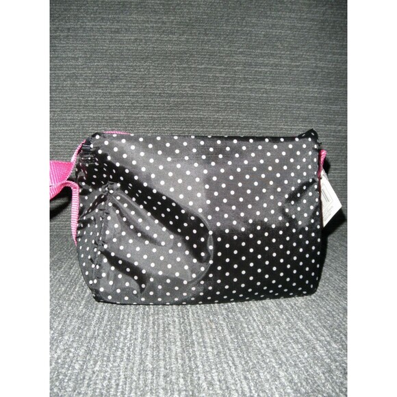 NEW (LOT X 2) INSULATED COOLER BAGS, STRAP, BLACK POLKA DOTS (8.5" X 5" X 6.5") - Picture 2 of 7